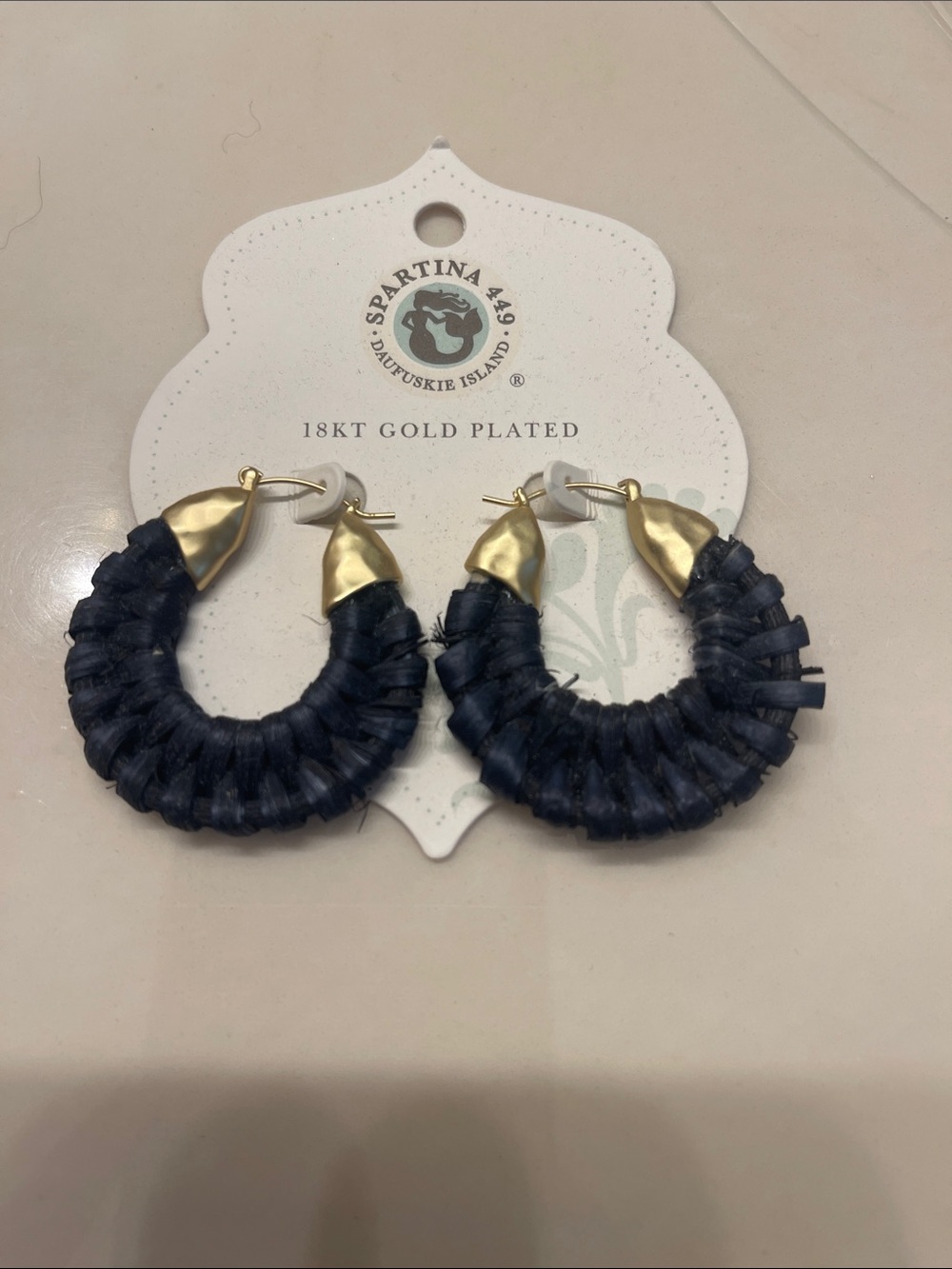 Spartina Navy Raffia Earrings